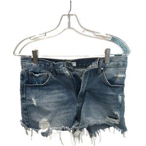ELAN FRAYED DENIM SHORTS - SIZE S